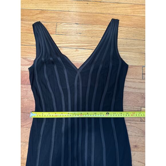 Tadashi Dress Sleeveless Double V Midi Cocktail Evening Mesh Black Womens Size M - Picture 9 of 11